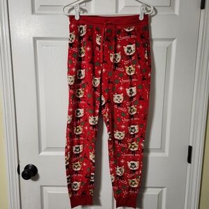 💚Holiday Time Red Cat Print Men's Christmas Pajama Pants